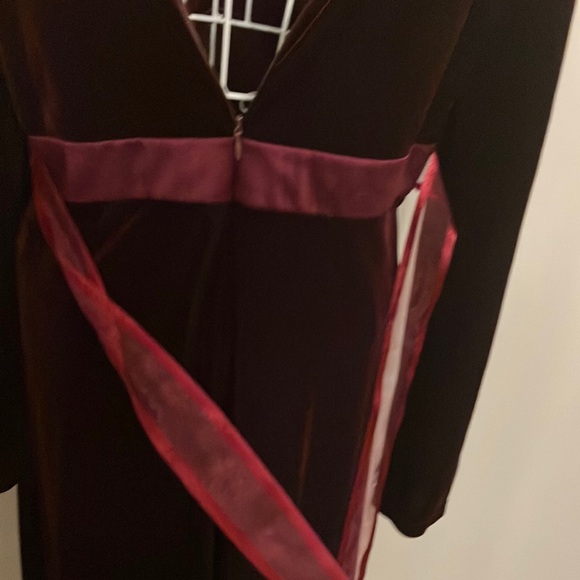 Muse Velvet Long Sleeve Dress in Rich Burgundy - Picture 8 of 8